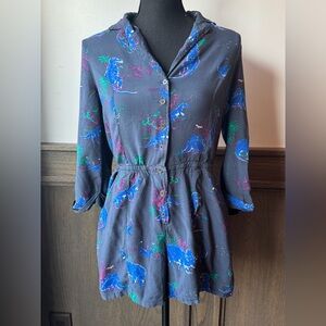 Modcloth Blue and Pink Dinosaur Print Romper soft Medium
